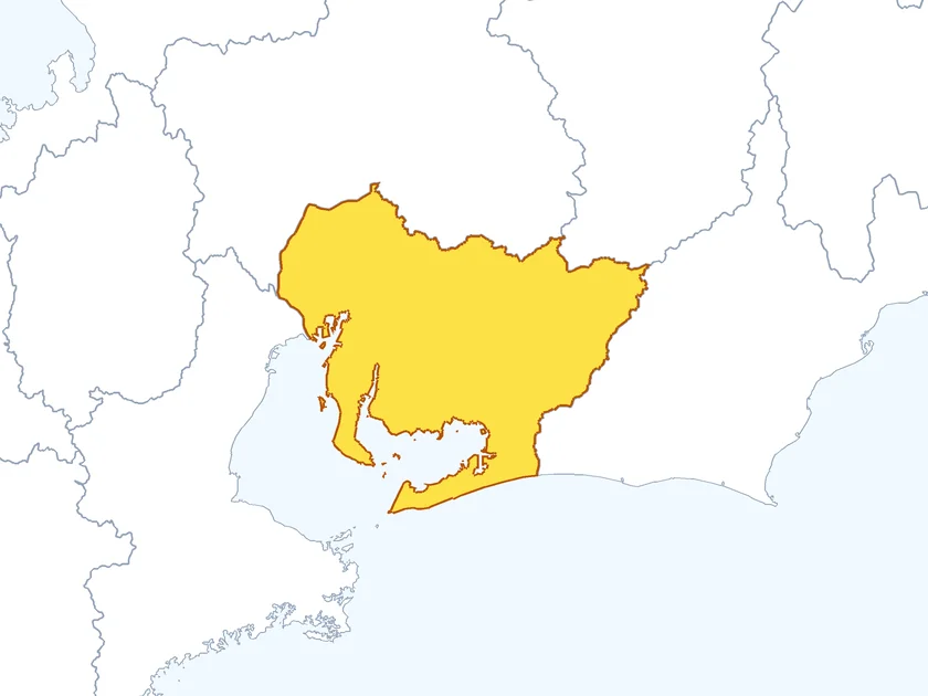愛知県の形（地図上で色付き表示）