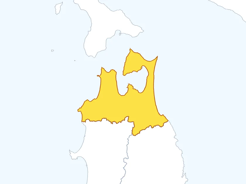 青森県の形（地図上で色付き表示）