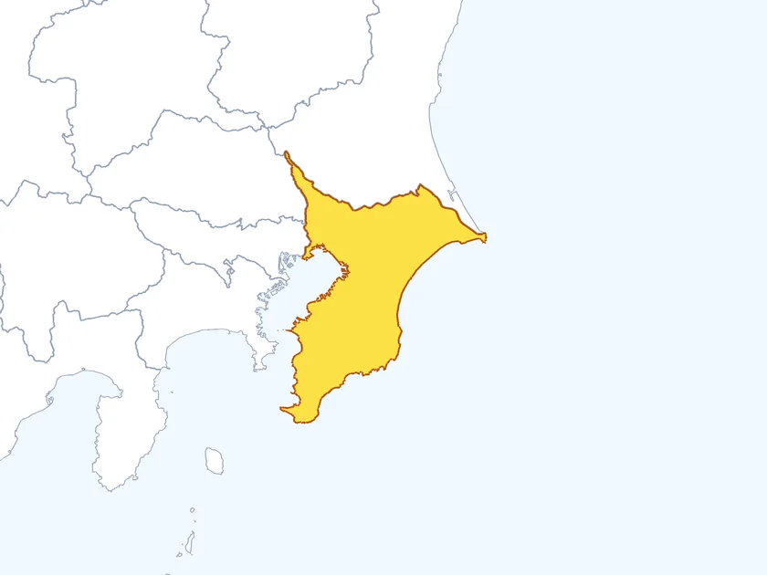 千葉県の形（地図上で色付き表示）