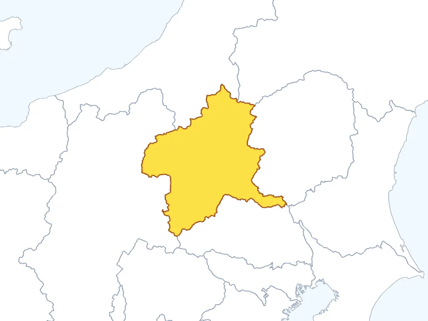 群馬県の形（地図上で色付き表示）