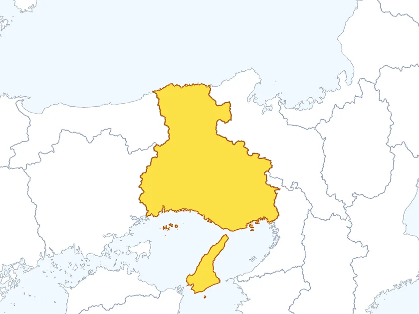 兵庫県の形（地図上で色付き表示）