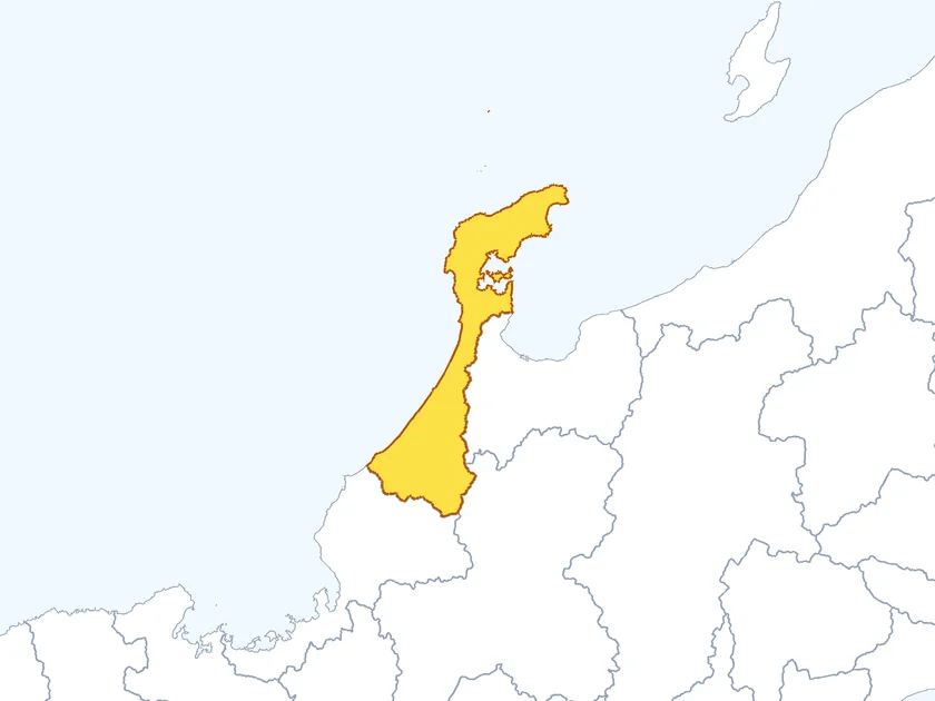 石川県の形（地図上で色付き表示）