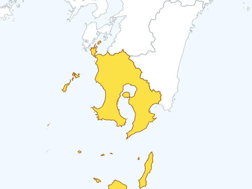 鹿児島県の形（地図上で色付き表示）