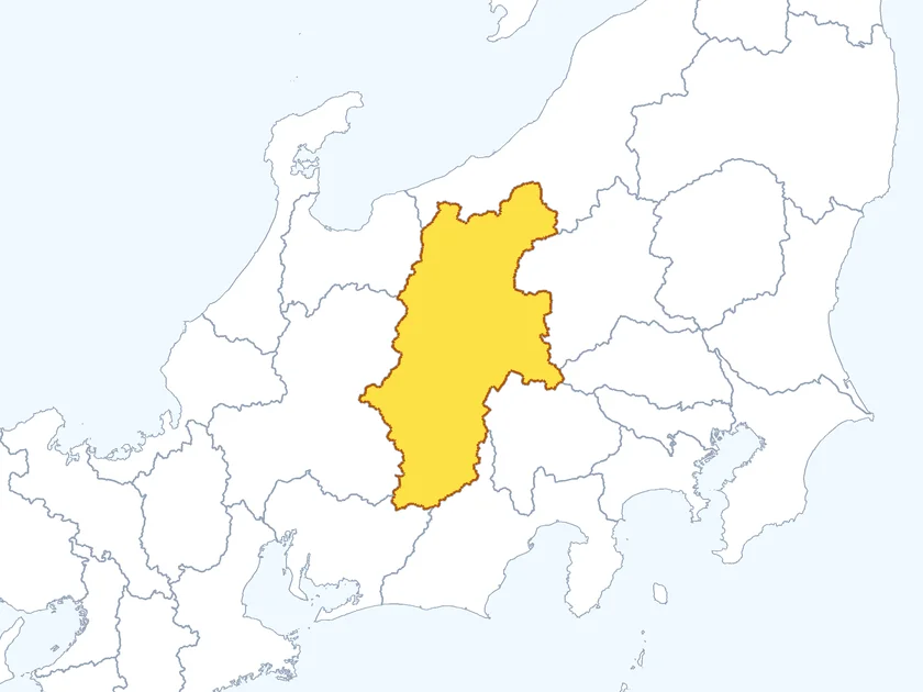 長野県の形（地図上で色付き表示）