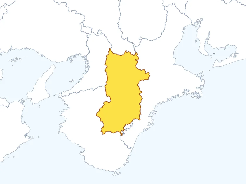 奈良県の形（黄色でぬられた部分が奈良県）