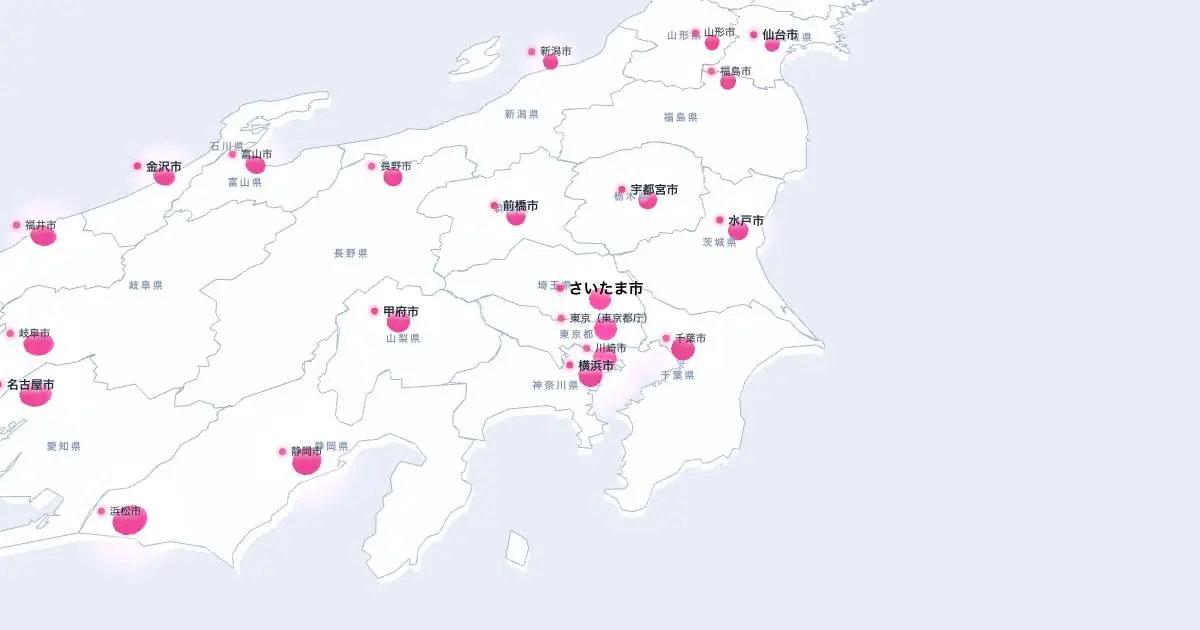 さいたま市の位置を示す3D日本地図