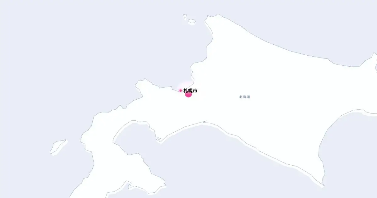札幌市の位置を示す3D日本地図