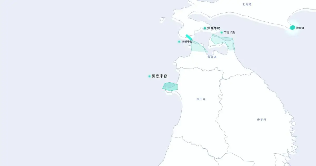 男鹿半島の位置を示す3D日本地図