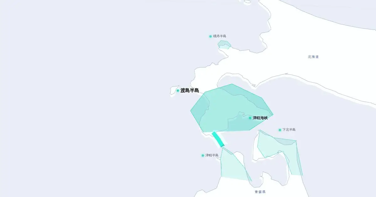 渡島半島の位置を示す3D日本地図