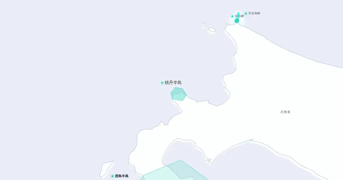 積丹半島の位置を示す3D日本地図