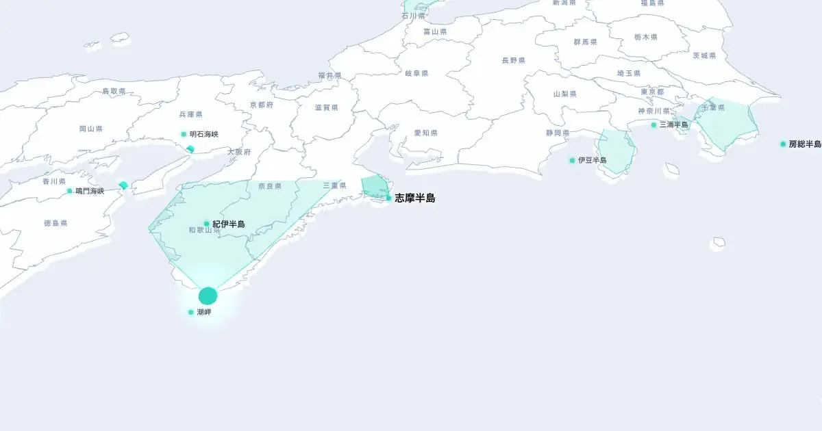 志摩半島の位置を示す3D日本地図