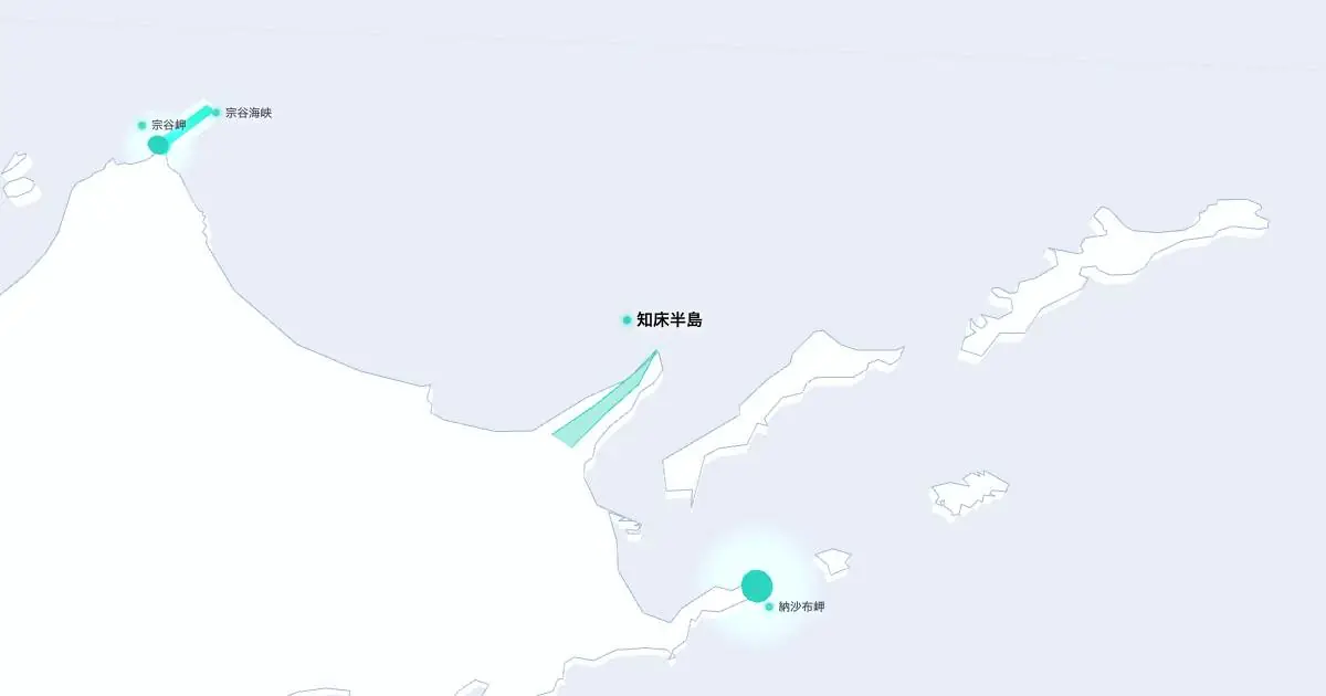 知床半島の位置を示す3D日本地図