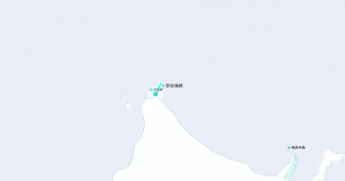 宗谷海峡の位置を示す3D日本地図