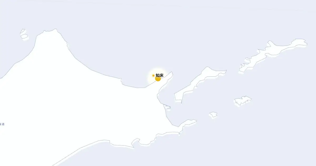 知床の位置を示す3D日本地図