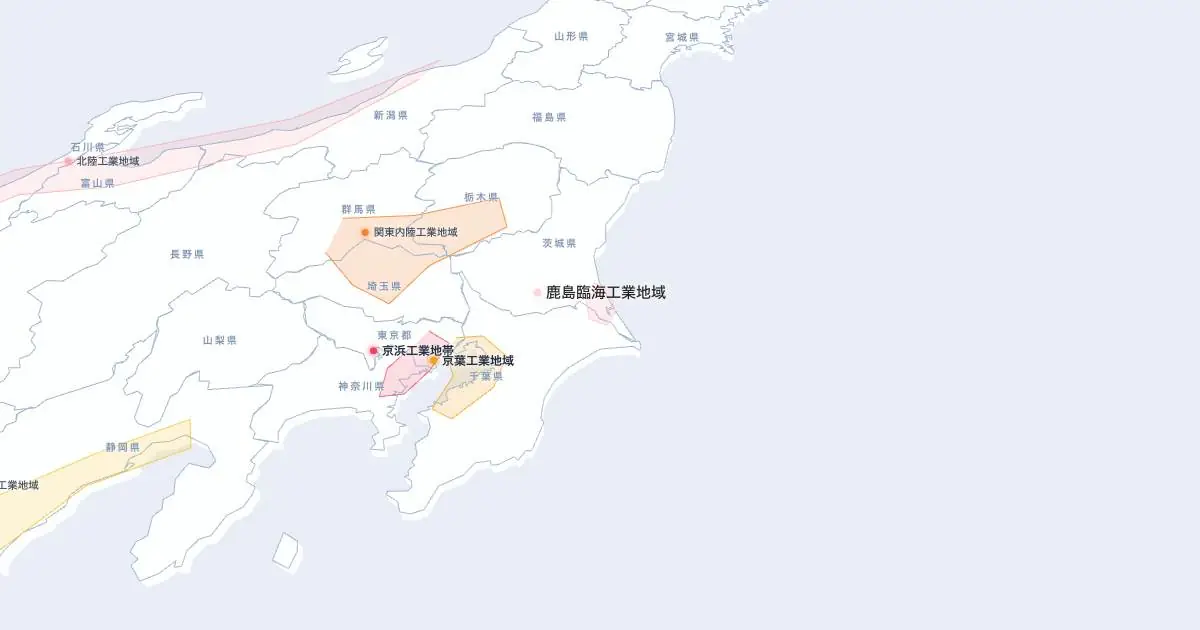 鹿島臨海工業地域の位置を示す3D日本地図