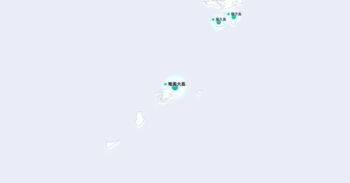 奄美大島の位置を示す3D日本地図