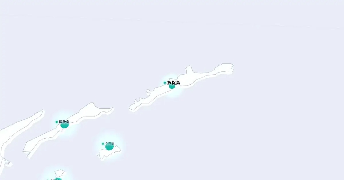 択捉島の位置を示す3D日本地図