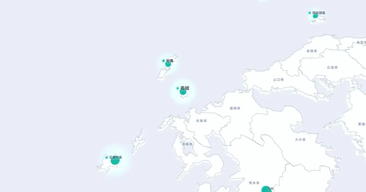 壱岐の位置を示す3D日本地図