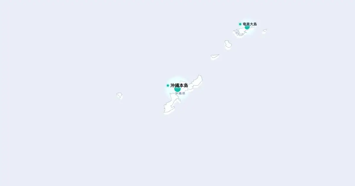 沖縄本島の位置を示す3D日本地図