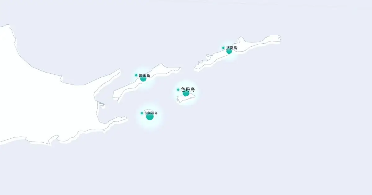 色丹島の位置を示す3D日本地図