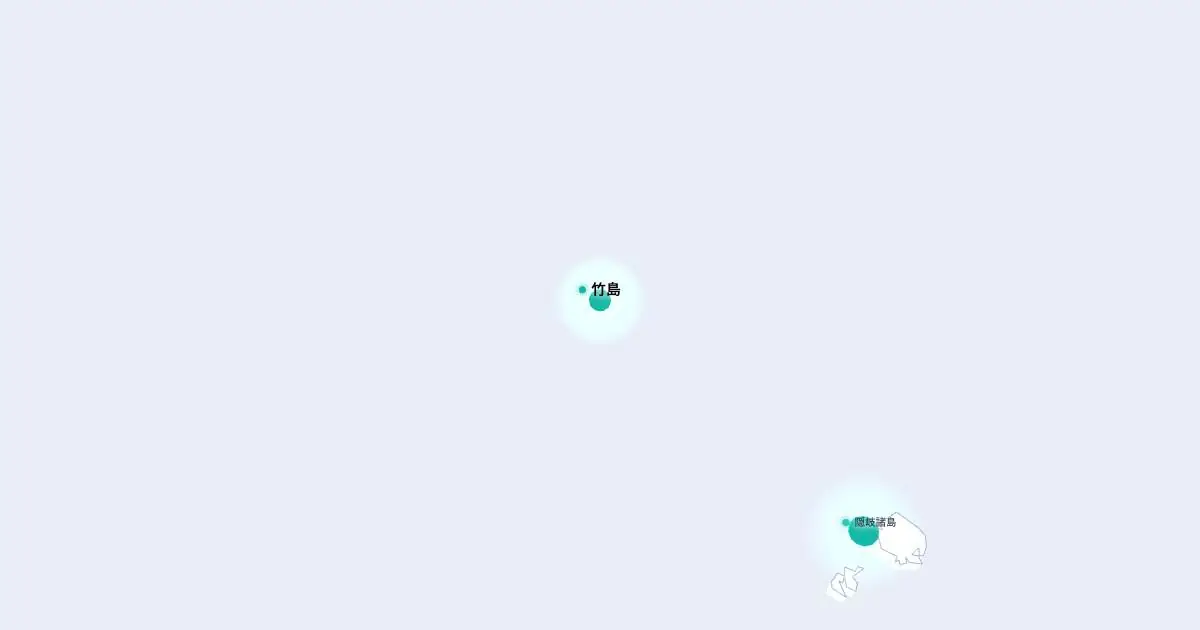 竹島の位置を示す3D日本地図