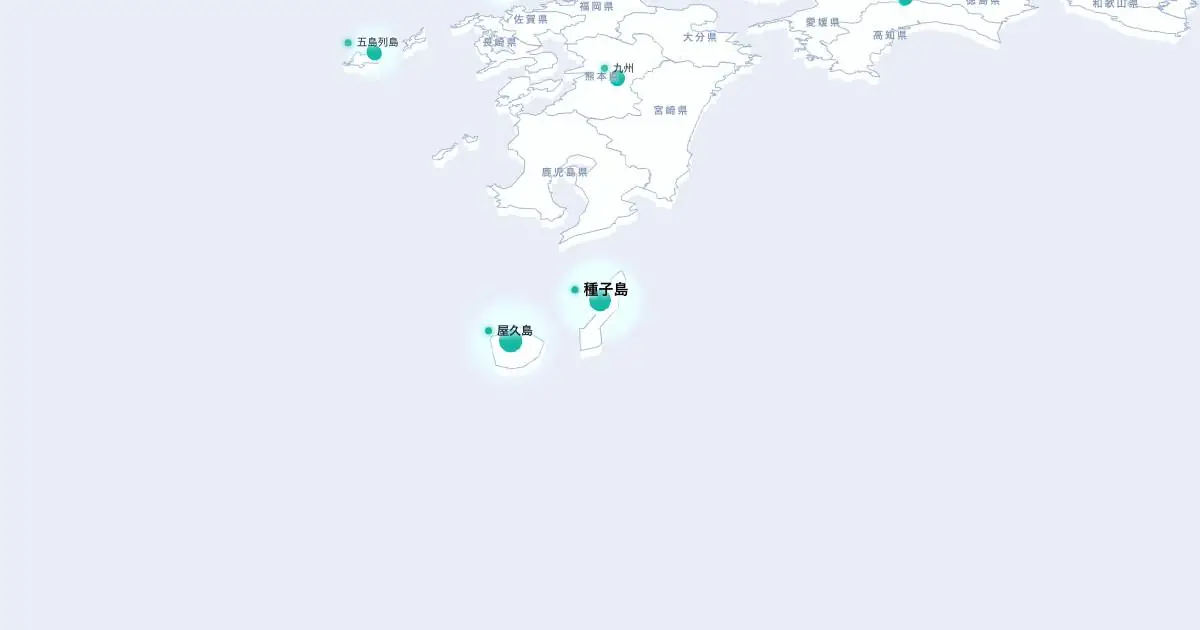 種子島の位置を示す3D日本地図