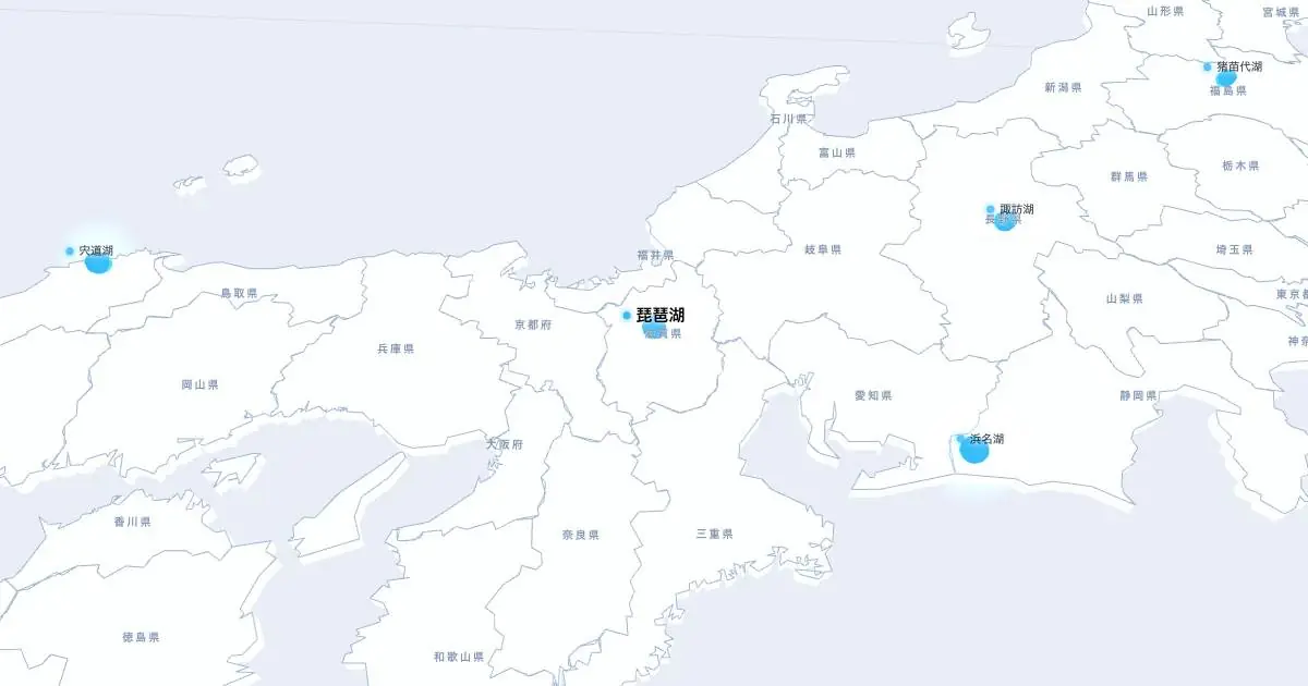 琵琶湖の位置を示す3D日本地図