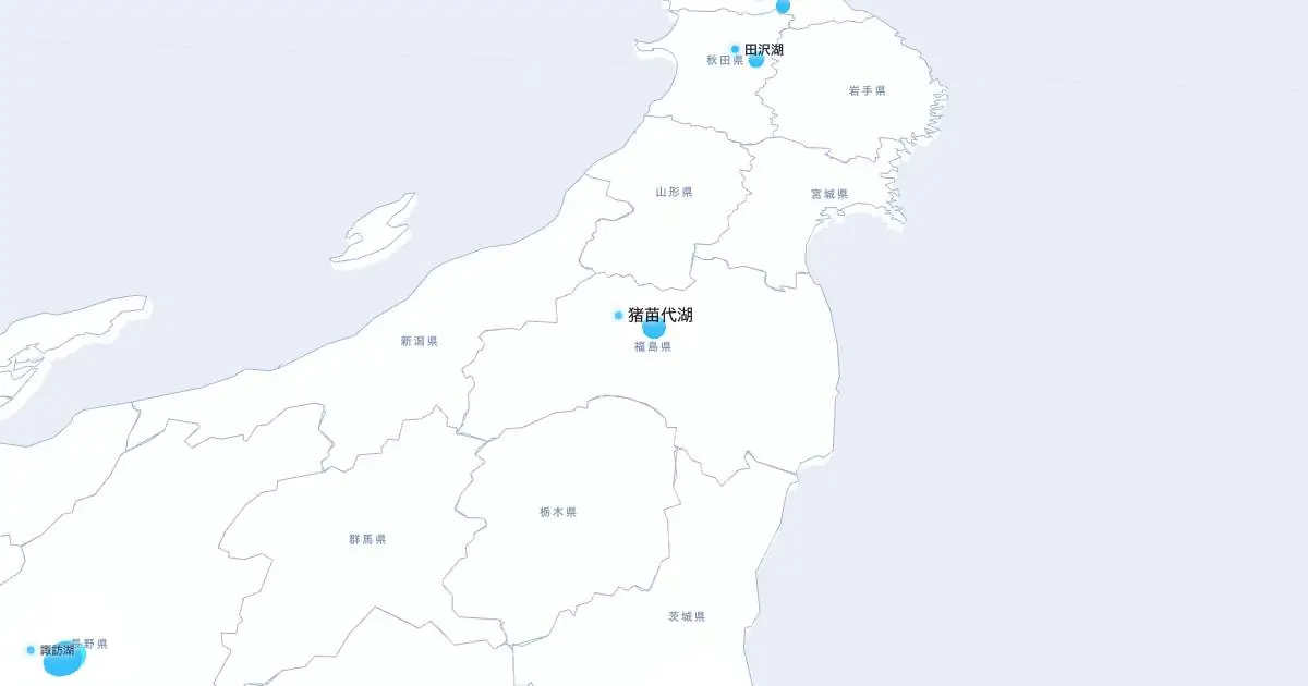 猪苗代湖の位置を示す3D日本地図
