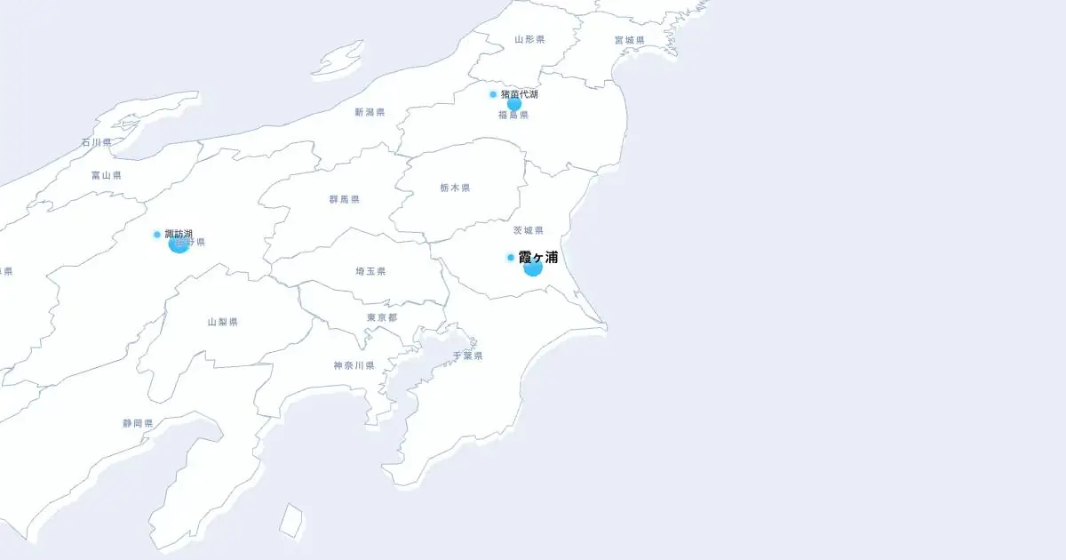 霞ヶ浦の位置を示す3D日本地図