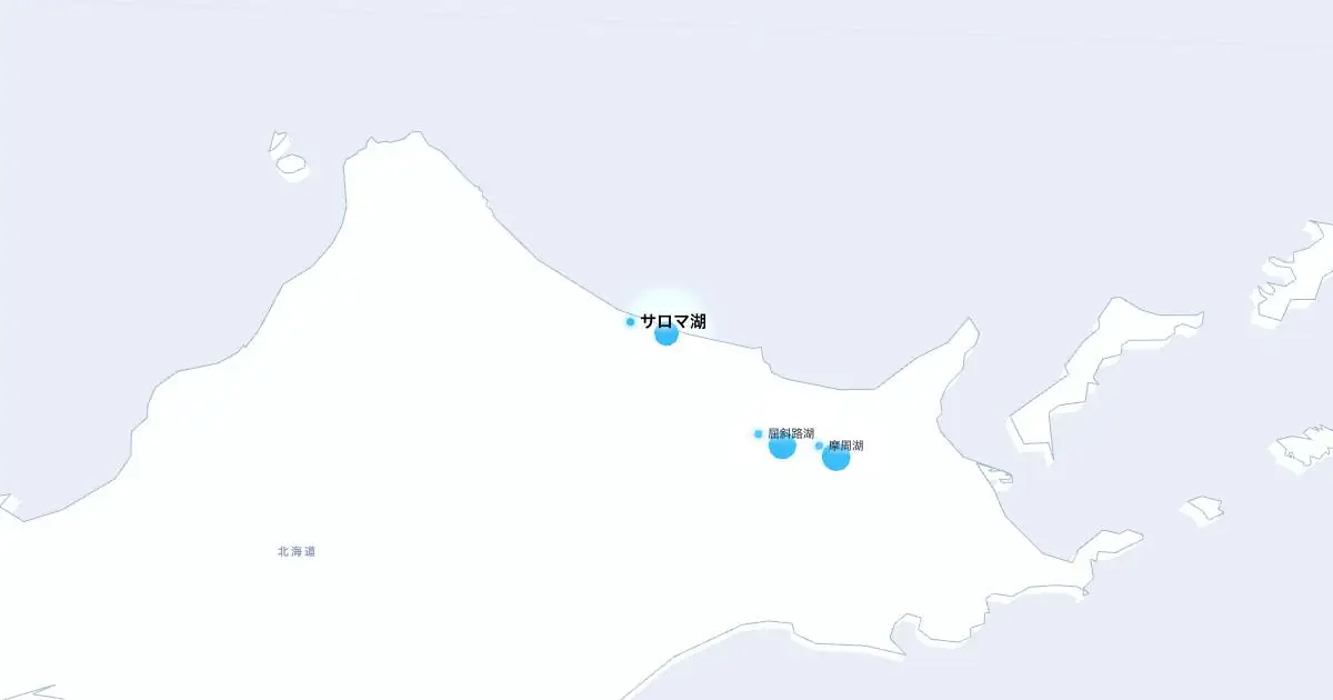サロマ湖の位置を示す3D日本地図