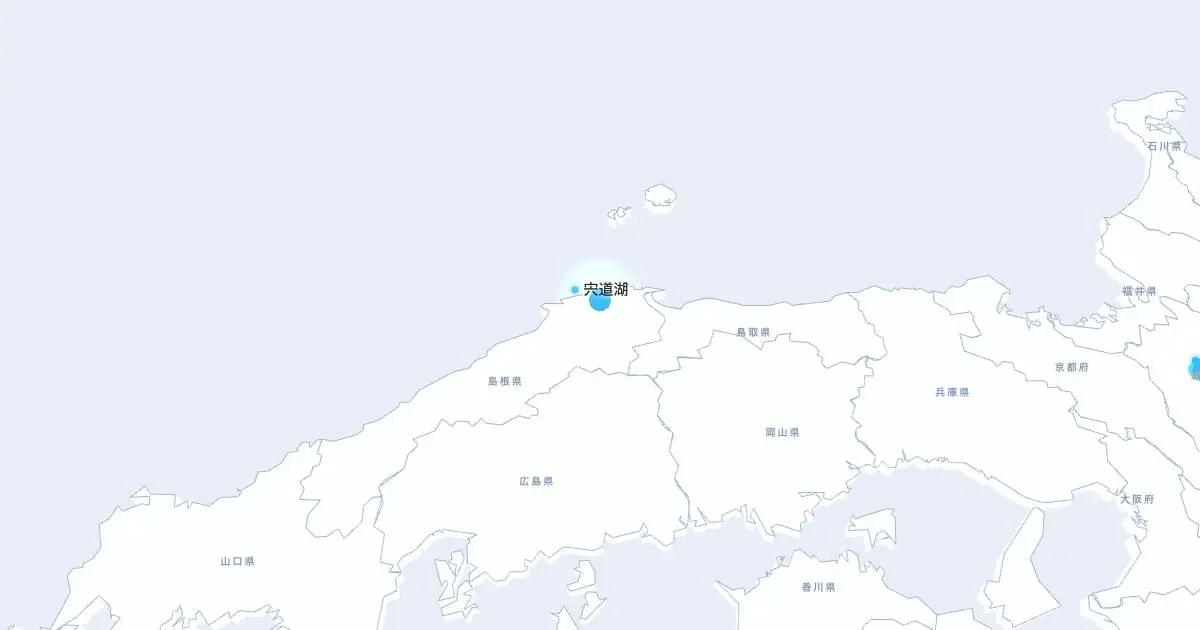 宍道湖の位置を示す3D日本地図