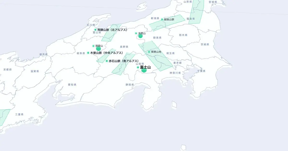 富士山の位置を示す3D日本地図