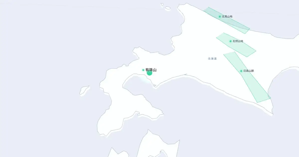 有珠山の位置を示す3D日本地図