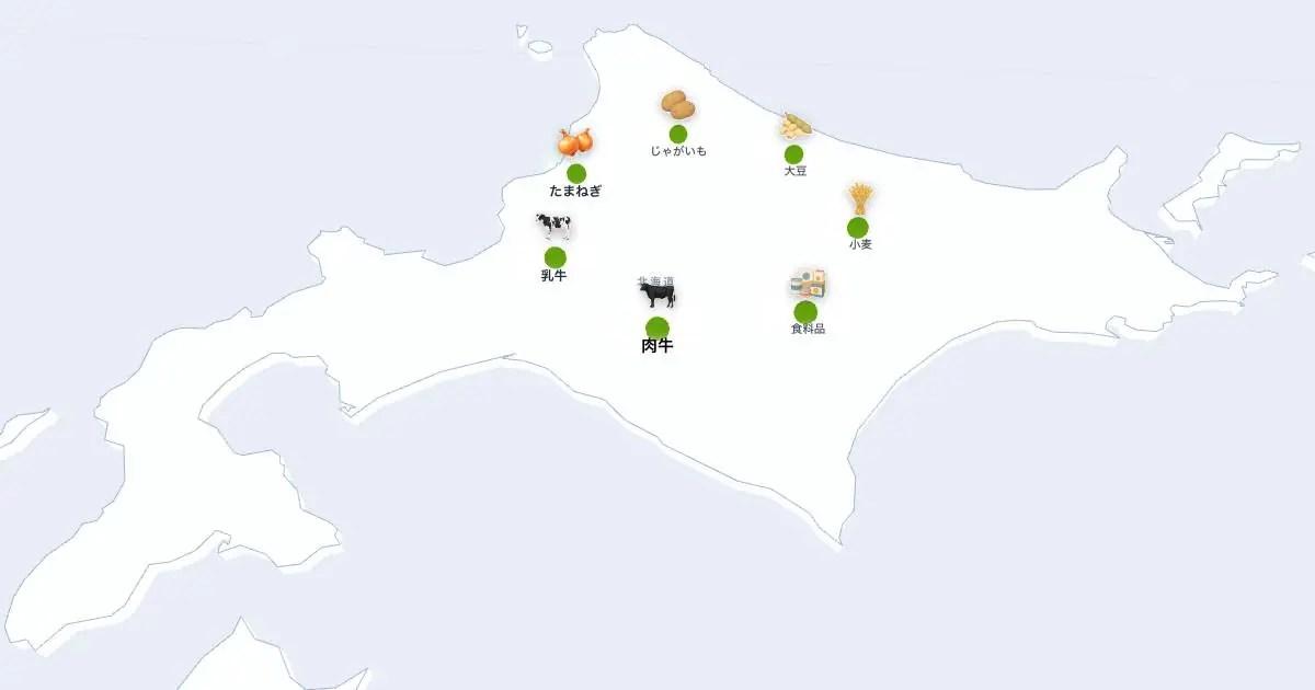 肉牛の位置を示す3D日本地図
