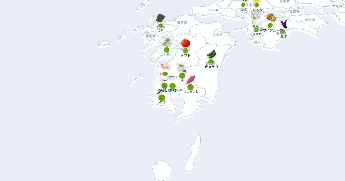 ぶりの位置を示す3D日本地図