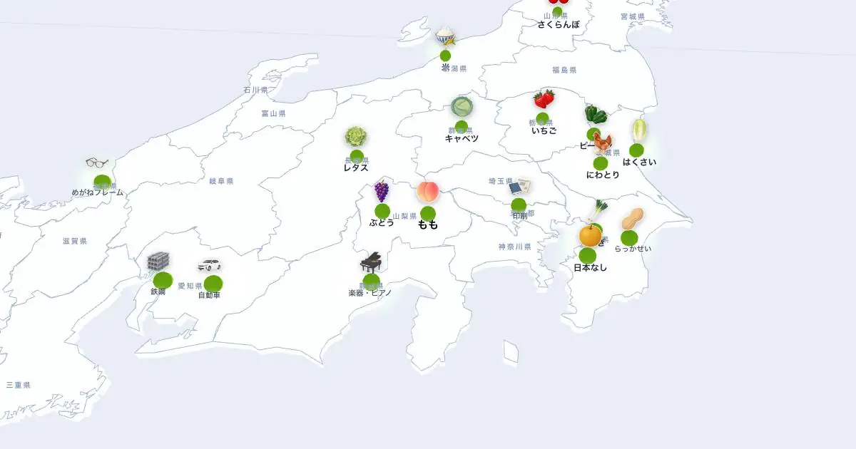 ももの位置を示す3D日本地図