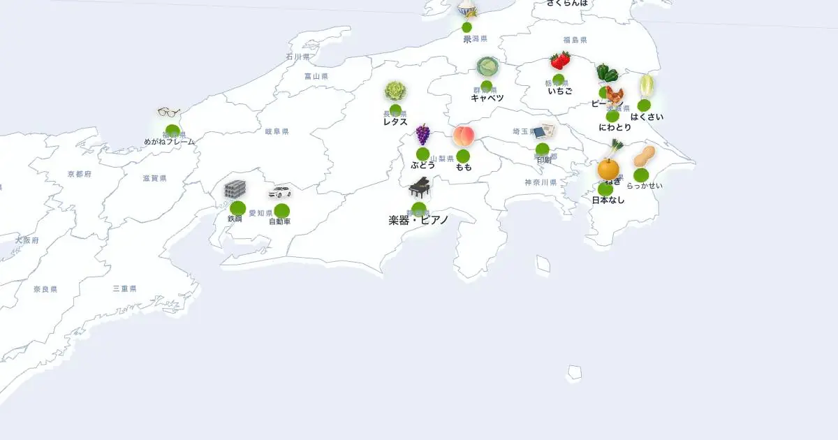 楽器・ピアノの位置を示す3D日本地図