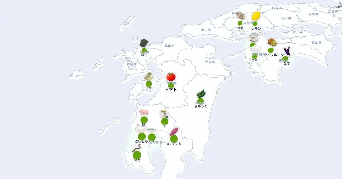 トマトの位置を示す3D日本地図