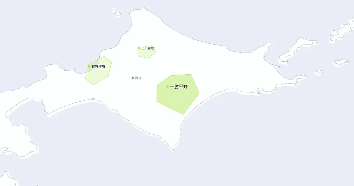 十勝平野の位置を示す3D日本地図