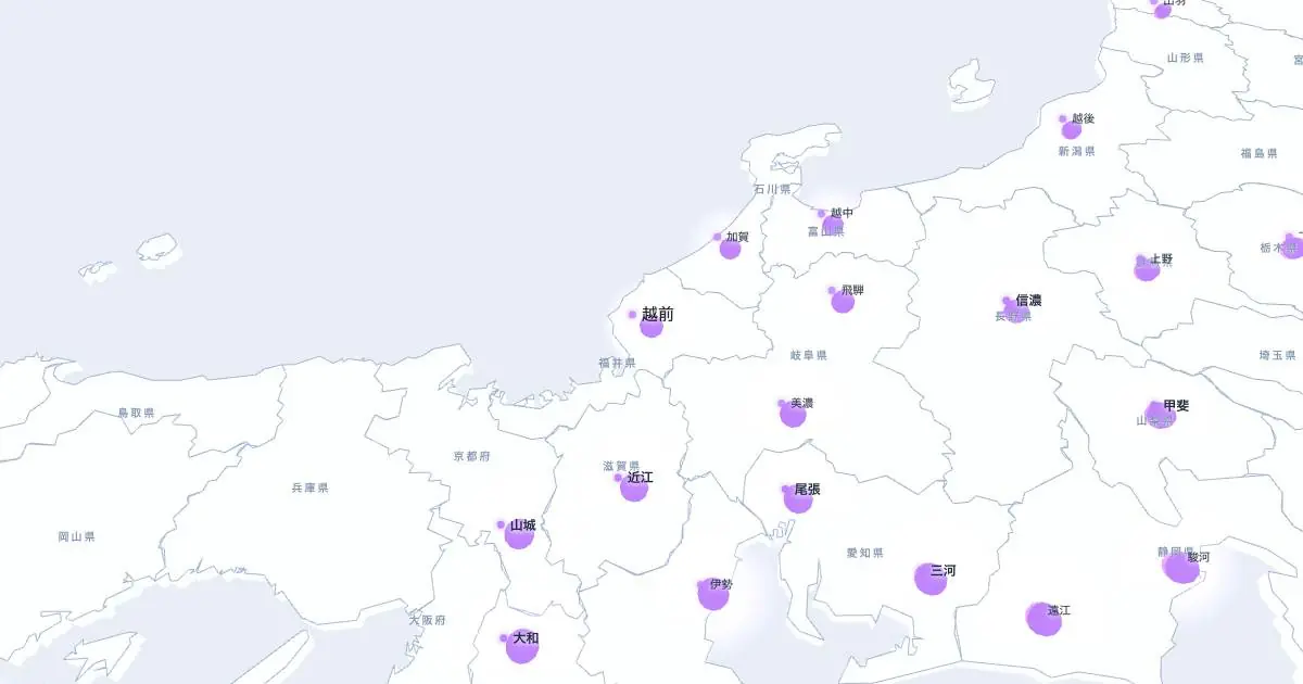 越前の位置を示す3D日本地図