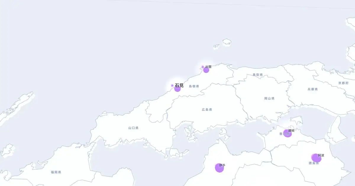 石見の位置を示す3D日本地図