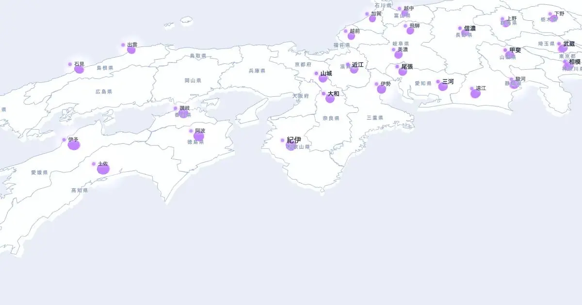 紀伊の位置を示す3D日本地図