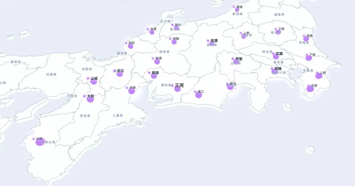 三河の位置を示す3D日本地図