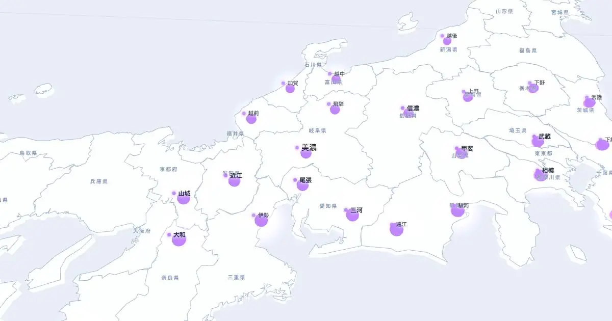 美濃の位置を示す3D日本地図