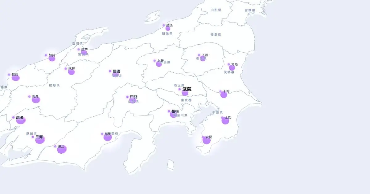 武蔵の位置を示す3D日本地図
