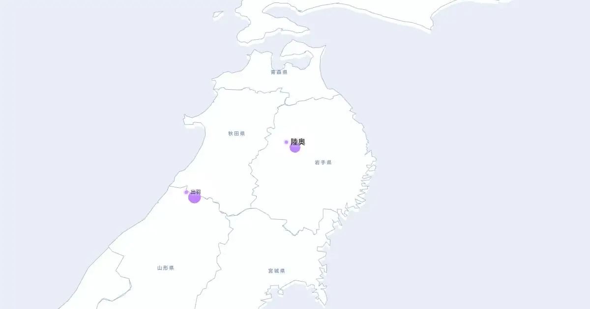 陸奥の位置を示す3D日本地図
