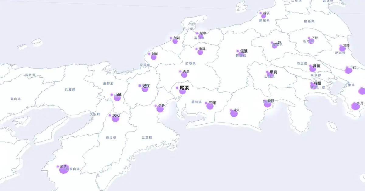 尾張の位置を示す3D日本地図