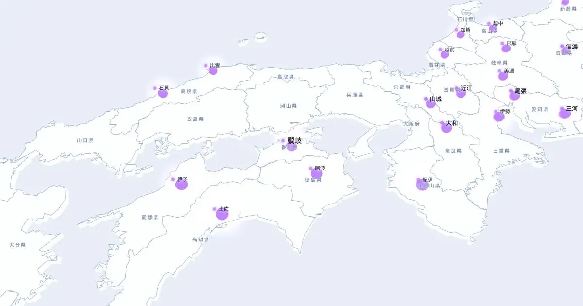讃岐の位置を示す3D日本地図
