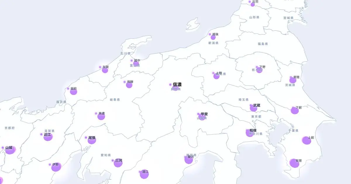 信濃の位置を示す3D日本地図