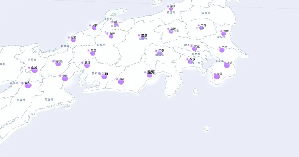駿河の位置を示す3D日本地図